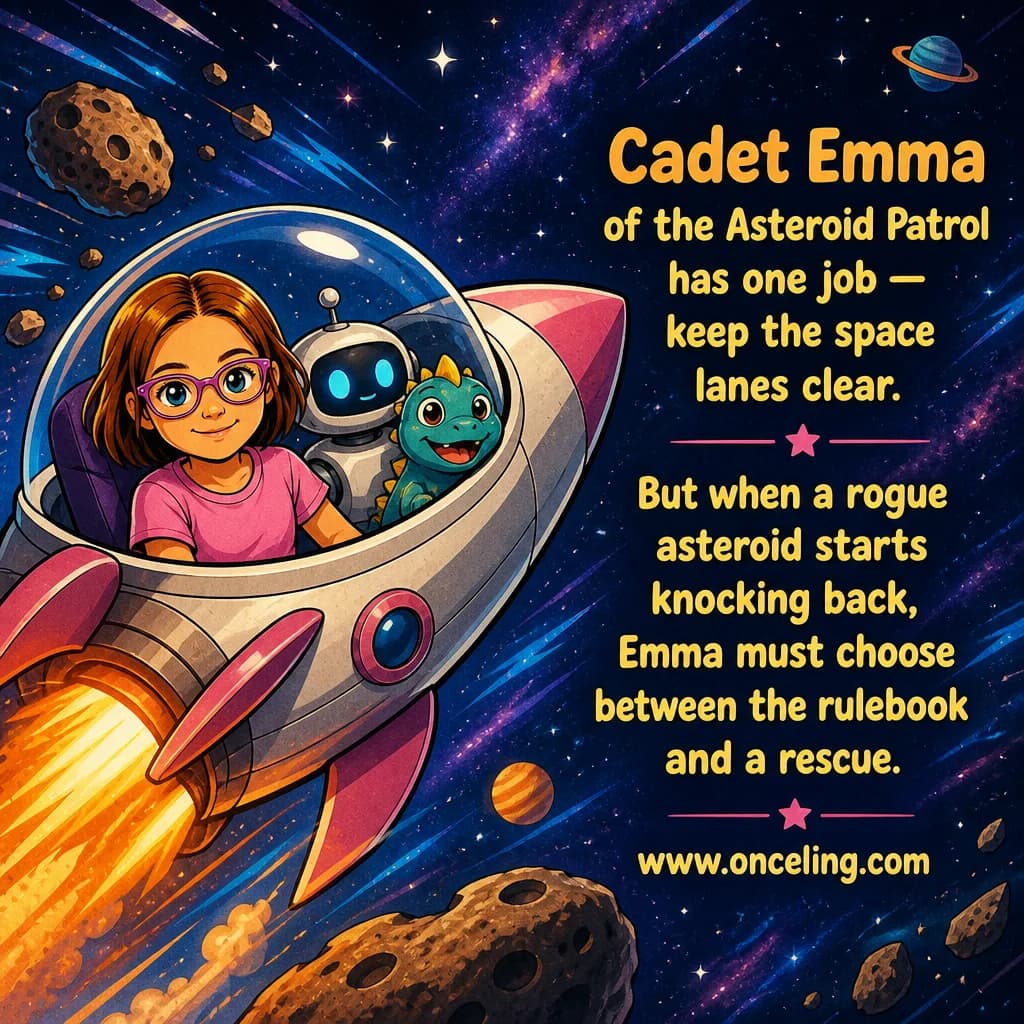 Contraportada de ejemplo de «Asteroid Patrol»
