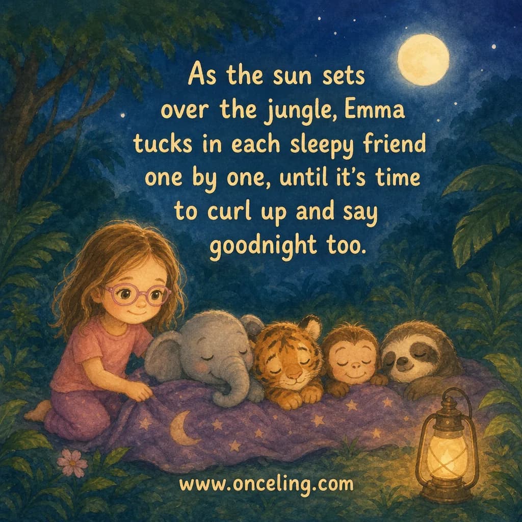 Exemplo de contracapa de “Goodnight, Jungle Friends”